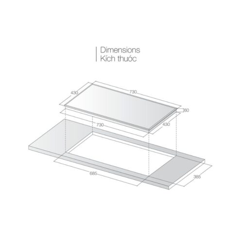 Bếp từ đôi Lorca LCI 816 PLUS lắp âm 4 Kích thước bếp từ đôi Lorca LCI 816 PLUS lắp âm