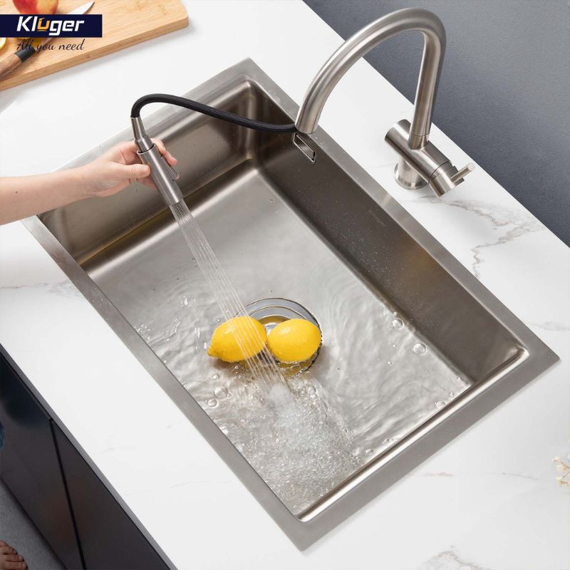 Ảnh thực tế chậu rửa bát 1 hố Kluger KU8121S-S68 Ảnh thực tế chậu rửa bát 1 hố Kluger KU8121S-S68