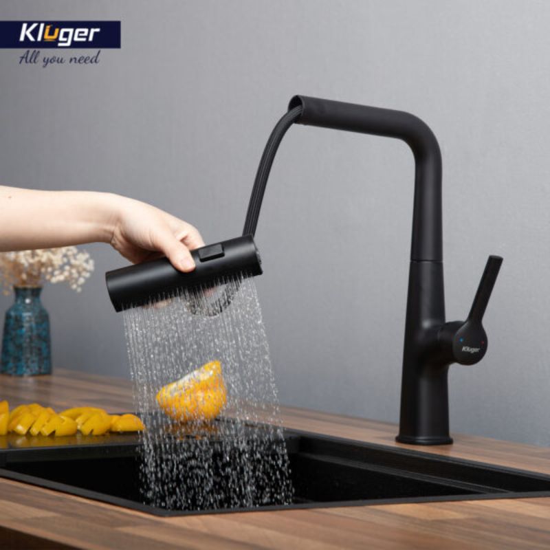 Hình ảnh vòi rửa bát nóng lạnh Kluger KLF0018B có dây rút Hình ảnh vòi rửa bát nóng lạnh Kluger KLF0018B có dây rút