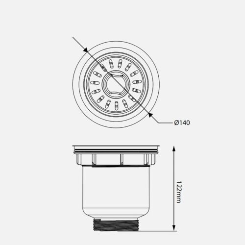 Bát rác inox Kluger KS-501DN145 5 Kích thước bát rác inox Kluger KS-501DN145