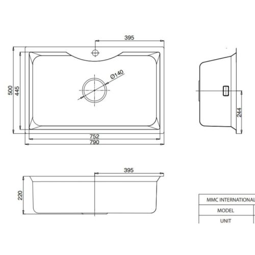 Chậu rửa bát 1 hố Kluger KW8191FS-S79 5 Kích thước chậu rửa bát 1 hố Kluger KW8191FS-S79