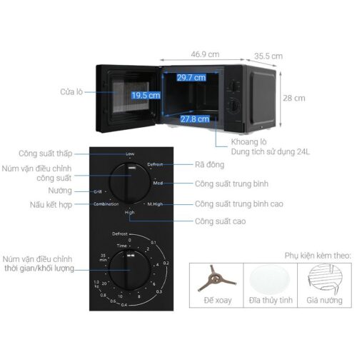 Chi tiết lò vi sóng kết hợp nướng Panasonic NN-GM34NBYUE 24 Lít