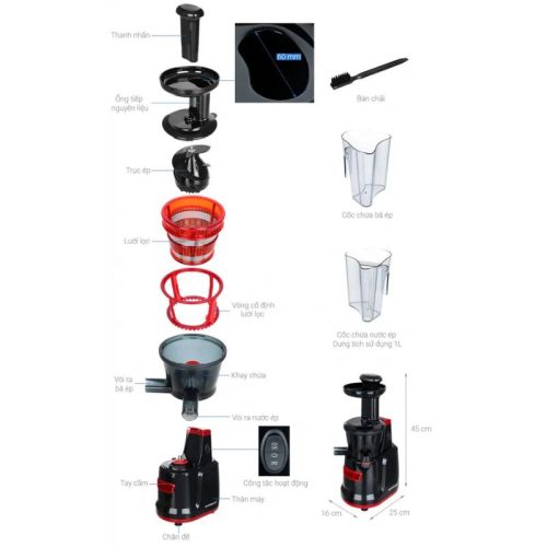 Chi tiết máy ép chậm Sunhouse SHD5502