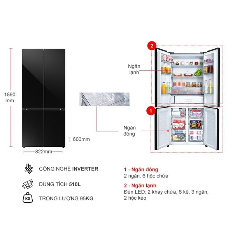 Kích thước tủ Lạnh 4 cánh Multi door Inverter 510 Lít Panasonic NR-X561BK-VN Kích thước tủ Lạnh 4 cánh Multi door Inverter 510 Lít Panasonic NR-X561BK-VN