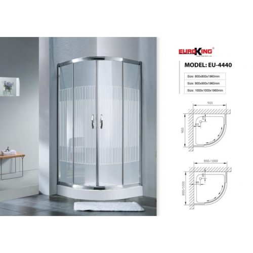 Kích thước phòng tắm vách kính Euroking EU-4440 900mm