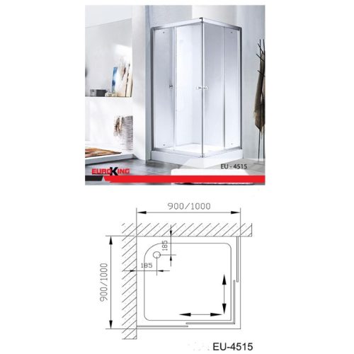 Kích thước phòng tắm vách kính Euroking EU-4515 900mm