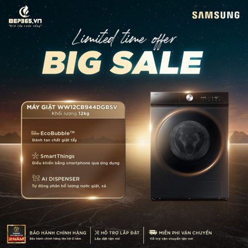 Big sale Máy Giặt Samsung Inverter 12 Kg WW12CB944DGBSV cửa trước