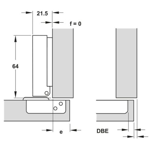 Kích thước bản lề trùm ngoài Metalla SM 110° Giảm Chấn Hafele 315.07.113