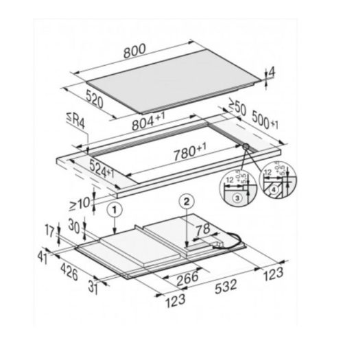 Kich thước bếp từ đa điểm Miele KM 7677 FL lắp âm