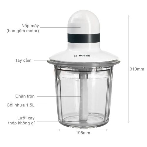 Máy xay thịt Bosch 1.5L MMR15A1 4 Kích thước máy xay thịt Bosch 1.5L MMR15A1