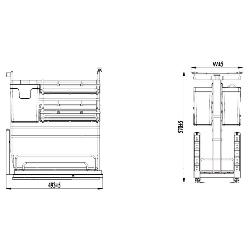 Kích Thước Giá dao thớt nan oval, ray giảm chấn Eurogold EPV2040F
