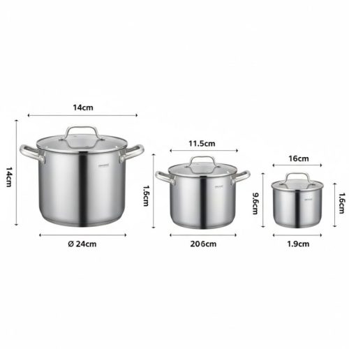 Kích thước bộ nồi chảo GrandX GX605 Noble