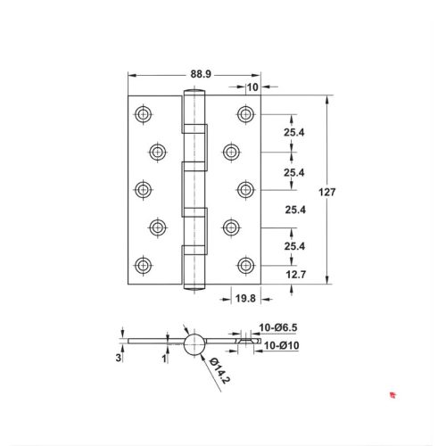 Bản lề lá DIY Hafele 489.05.025 127x89x3mm-4BB SSS 3 kich thuoc ban le la diy hafele 489 05 025 127x89x3mm 4bb sss
